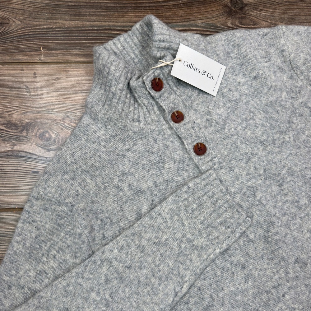 Collars & Co Mens Size XL Balmoral Three Button Wool Blend Sweater Gray NEW - Picture 2 of 9